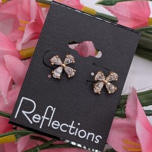 NEW! Gold Overlay Crystal Flower Stud Earrings Made with Swarovski Crystals
